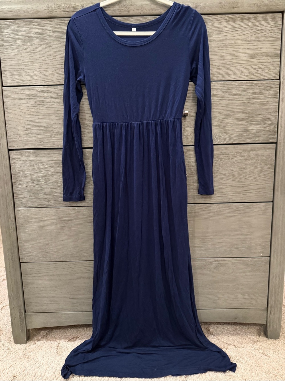 Classic Long Sleeve Navy Maxi Dress